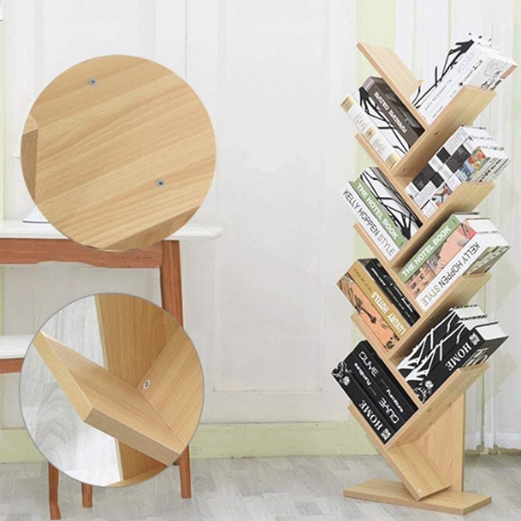 PAASHE Vertical Bookshelf 7 Tiers Large Capacity Bookcase Creative Tree Bookshelves Wooden Rack Bookcase Can Place Cd/Movie/Book