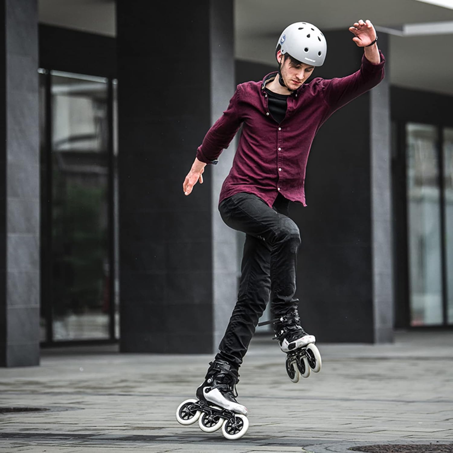 Inline Skate Wheels for Outdoor Indoor 86A Inline Skate Replacement Wheels for Single Row Skate PU Wear Resist Sliding Training Wheels 125mm