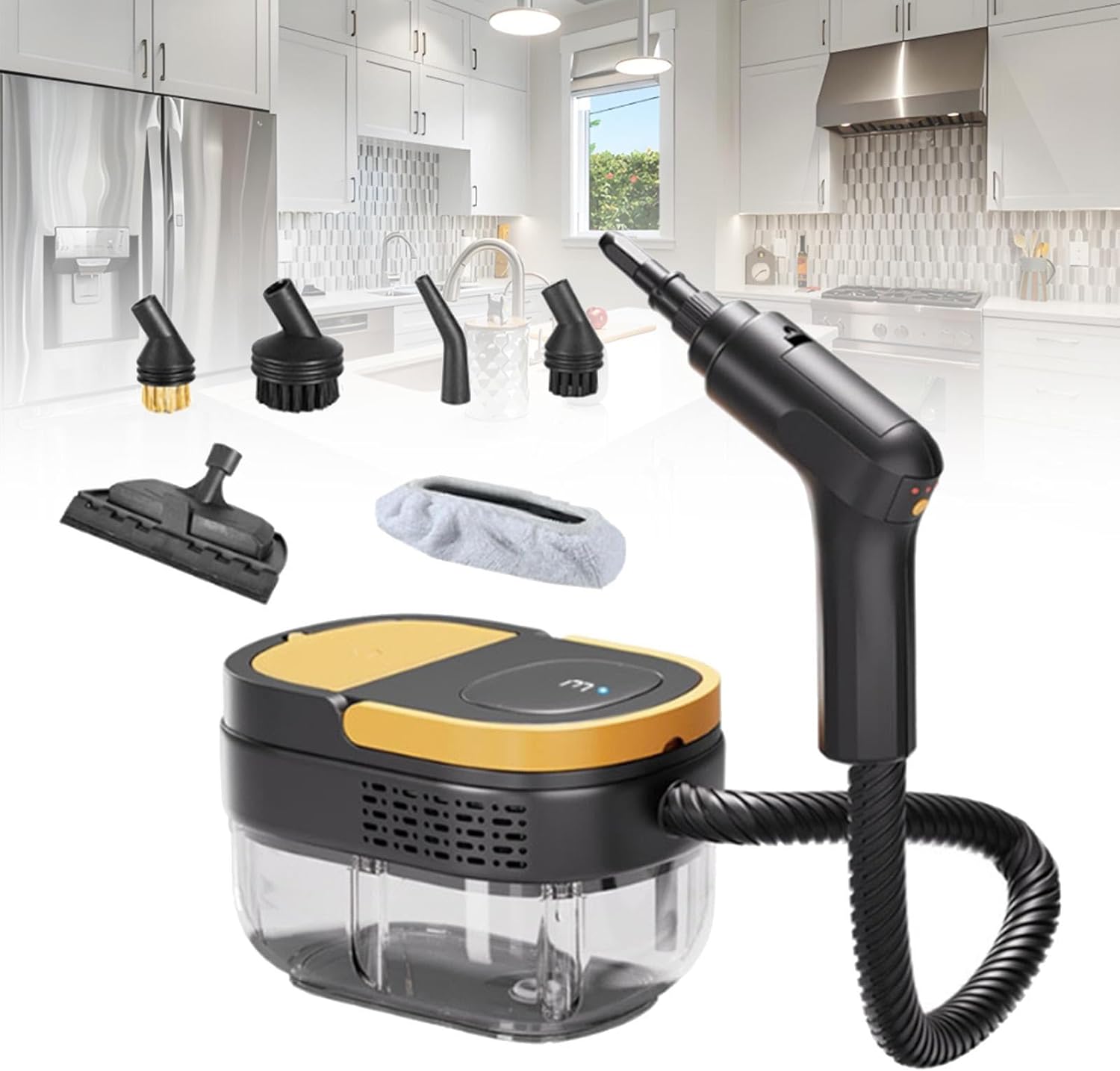 WADPP Steam Cleaner with Handle Controllable Switch,Portable 2500W High Pressure Handheld Steam Cleaner,for Car, Kitchen, Furniture, Grout, Tile,Yellow