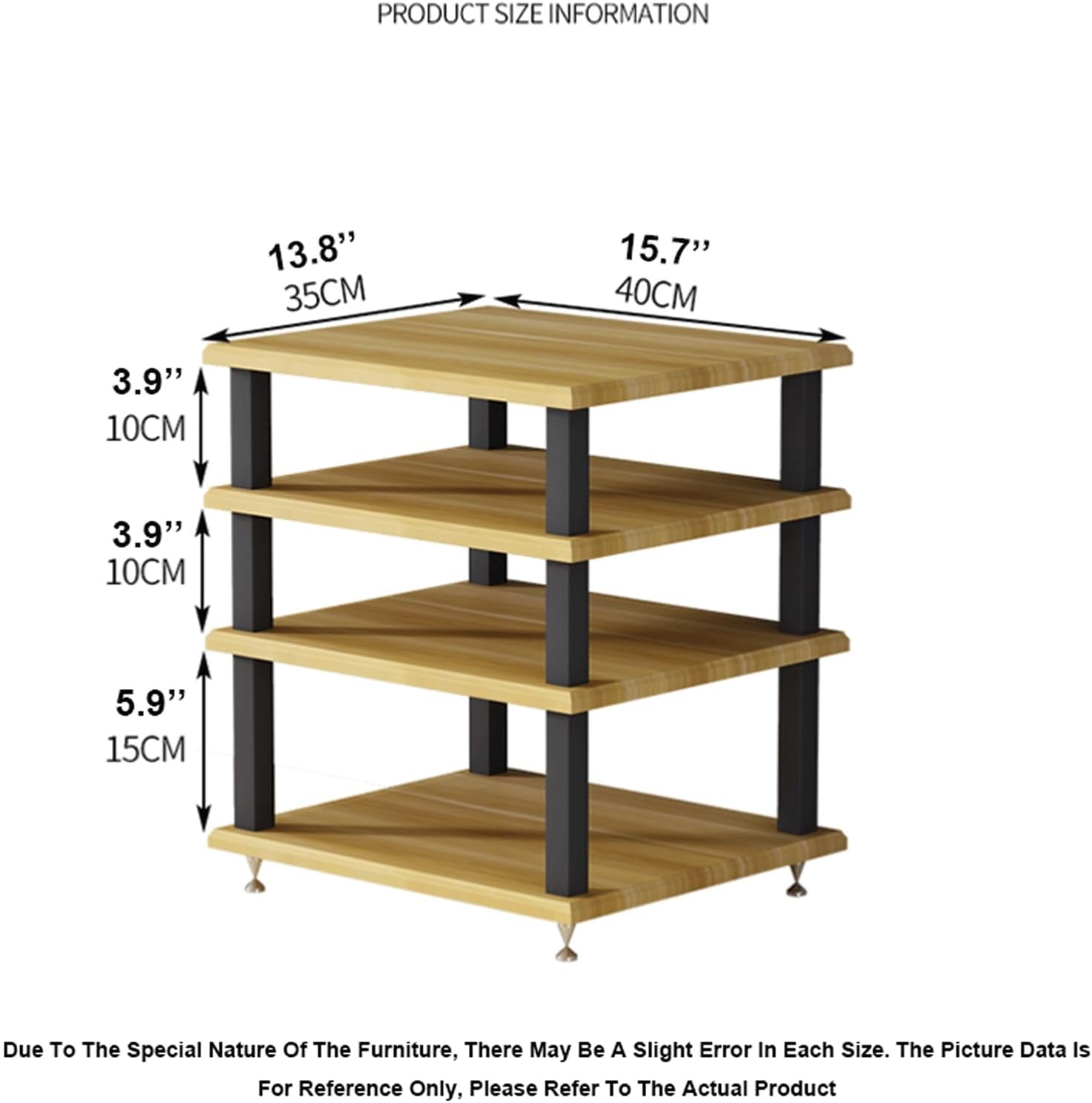 XMFBSY Medios AV Component Entertainment Stand Desktop Media Audio Tower HiFi Rack Open Stereo Component Cabinet Wooden Game Console Storage Shelf for Home Organizer(Natural