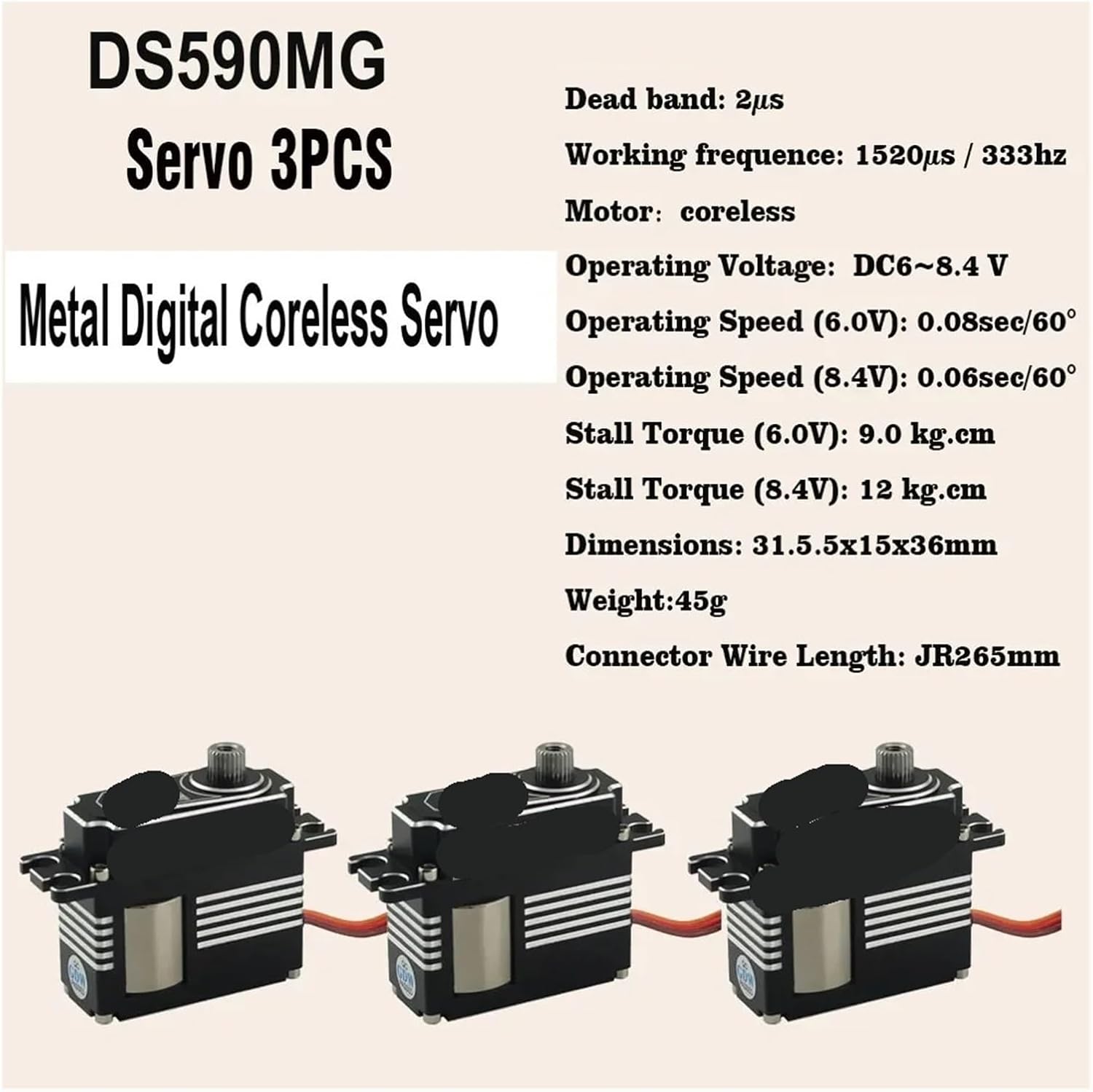 590MG 595MG 0.03 Second Full Metal Digital Swash Plate Lock Tail Medium servo(DS590MG 3PCS)