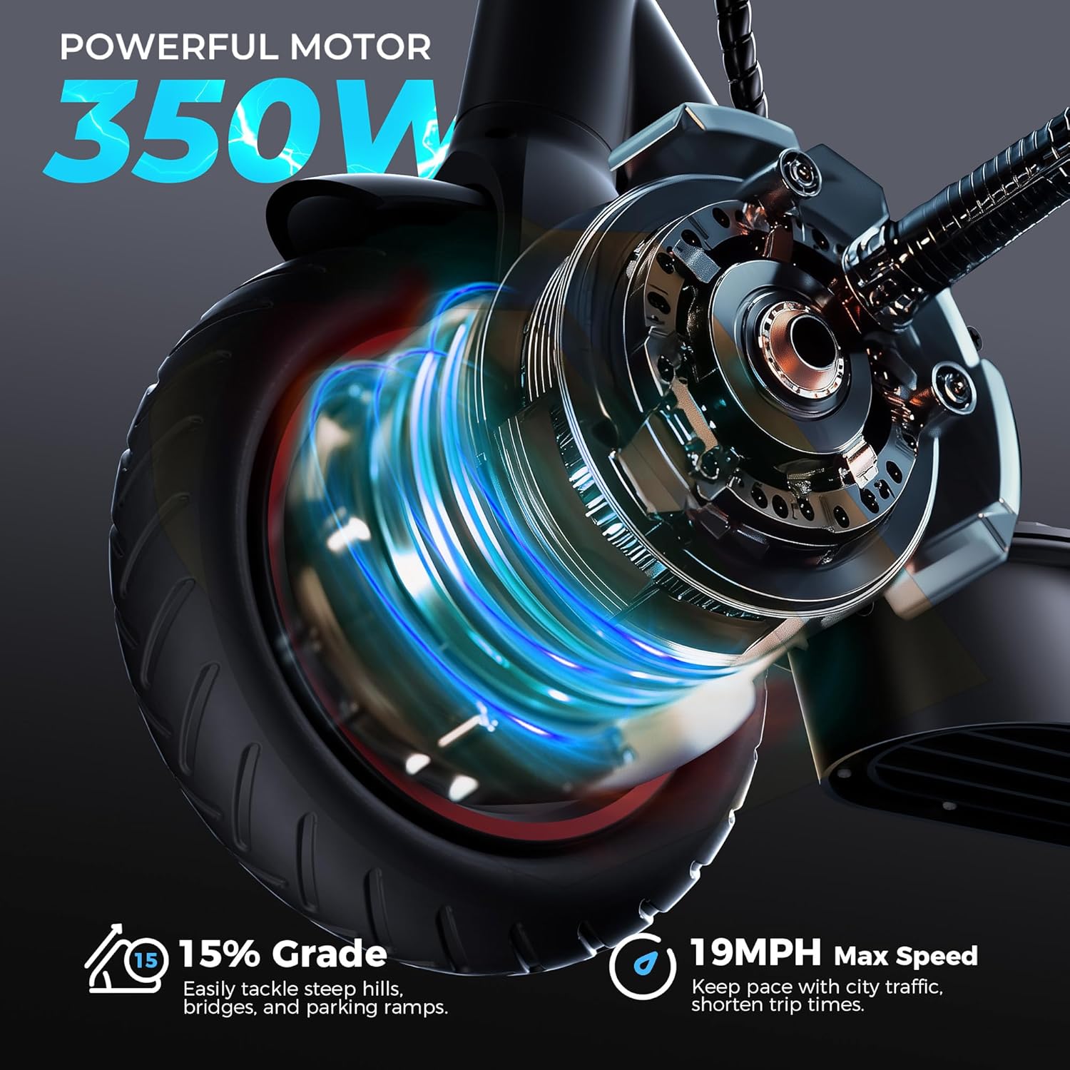 iScooter Electric Scooter for Adults and Big Kids, 19 Mph Top Speed, 18Miles Max Range, Foldable Lightweight E Scooter with Adjustable Speed, Double Braking Systems