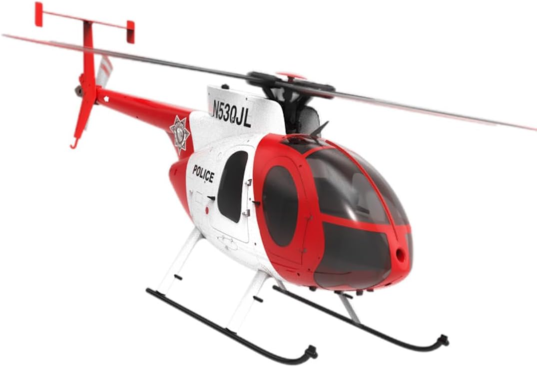 YU Xiang F119S MD500 RC Helicopter, 1/16 Scale 250-Class 2.4G 9CH RC Little Bird Helicopter with Flybarless Rotor Head, 6G/3D Switchable Modes and Openable Cockpit (Two Batteries(Red))
