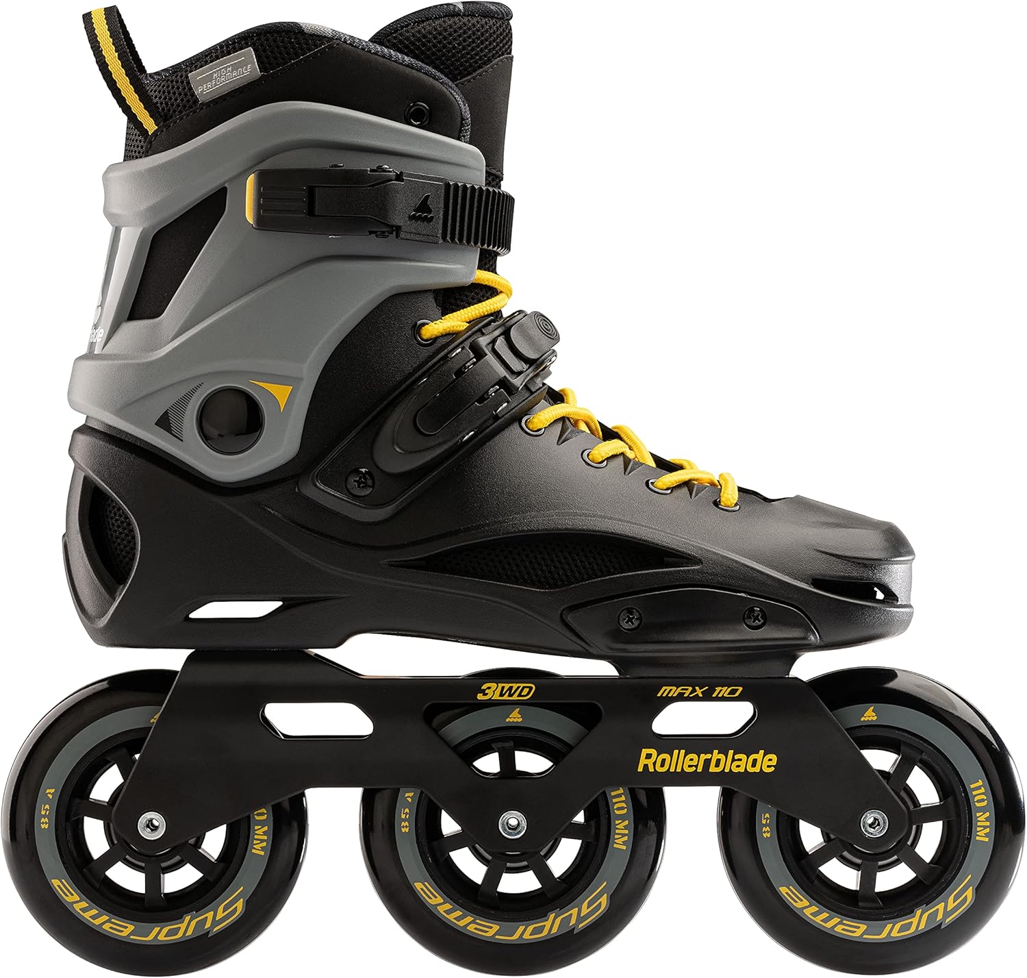 Rollerblade RB 110 Unisex Adult Fitness Inline Skate, Black/Saffron Yellow, Urban Performance Inline Skates