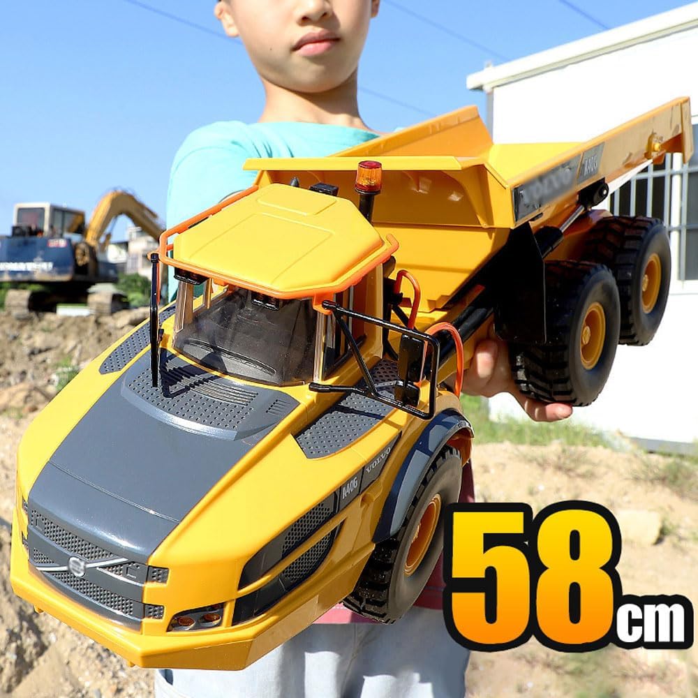1/20 Large 23IN Electric Remote Control Dump Truck A40G, 2.4G Simulated Acoustic-Optical RC Engineering Vehicle Model Transport Vehicle, 6-Wheel Lifting Bucket Construction Truck