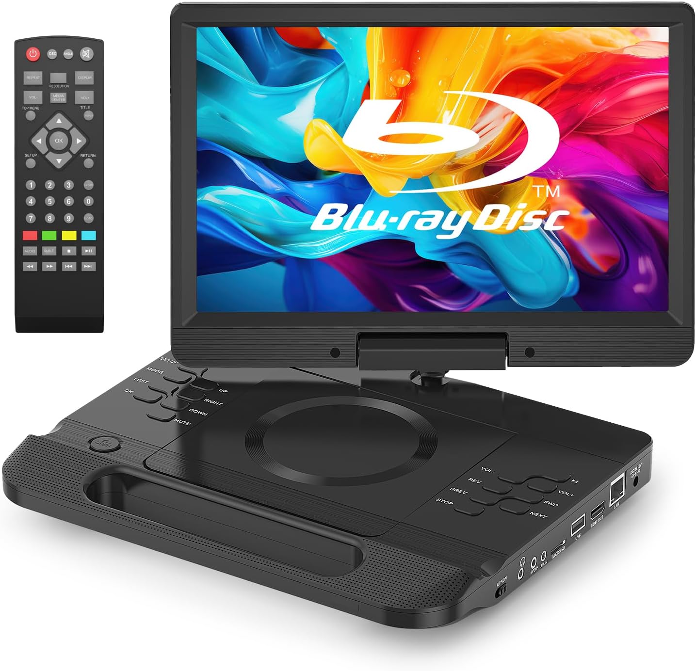 FANGOR 13.3 Portable Blu Ray Player with 12 1080P Full HD Swivel Screen