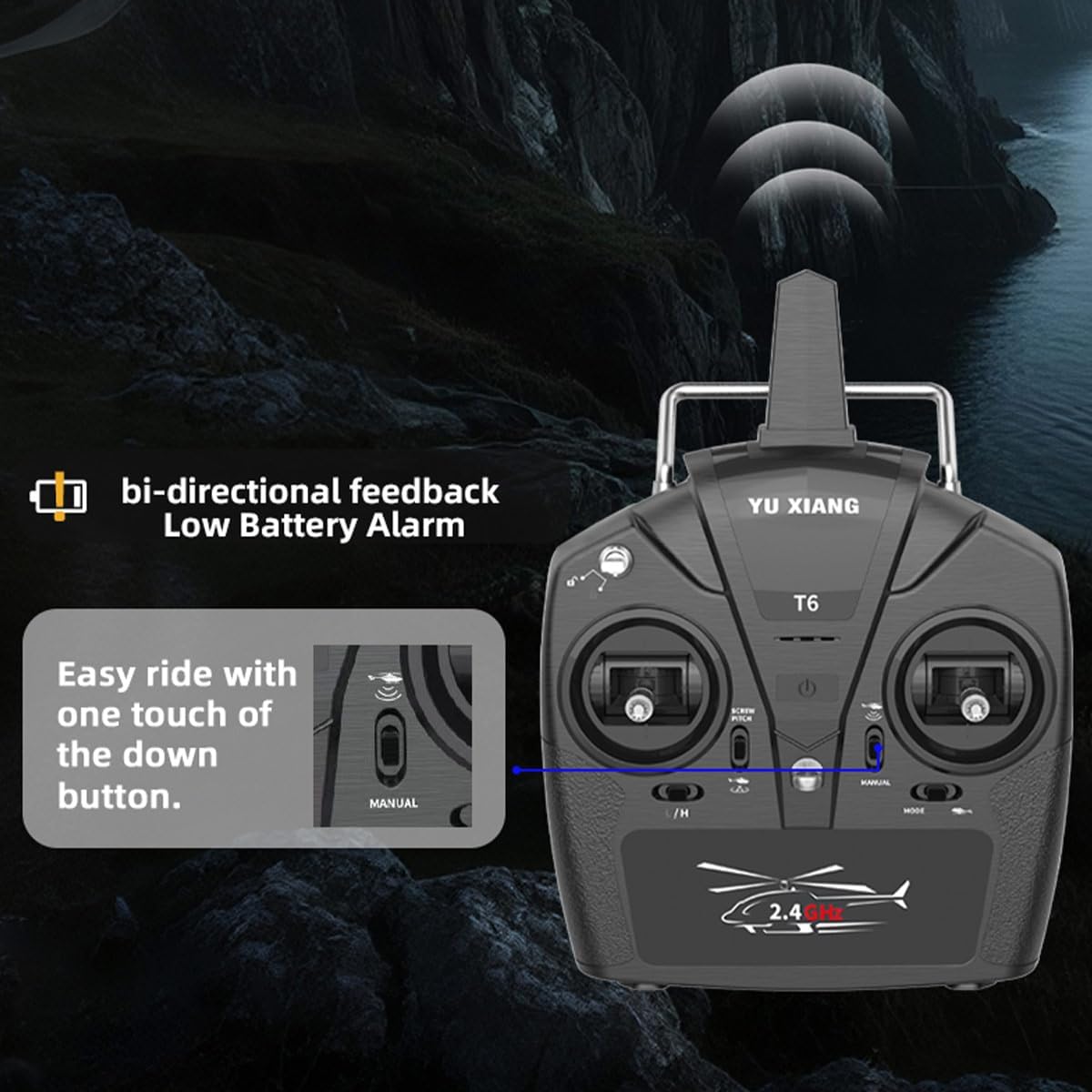 FunXylophy F11-N AH64 Apache RC Helicopter, 1/32 Scale 2.4G 6CH Dual Rotor 6G/3D RC Helicopter with Optical Flow Altitude Hold and One Click Descent (RTF Version/Desert Yellow)