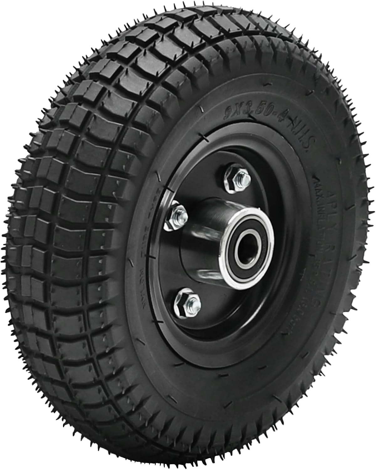 9x3.50-4 Tubeless Wheel Assembly for Go Kart, Mini ATV, Mobility Scooter, DIY Electric Scooter, 2-Stroke Pocket Bike, Trolley, and Utility Vehicles (4 Pack)