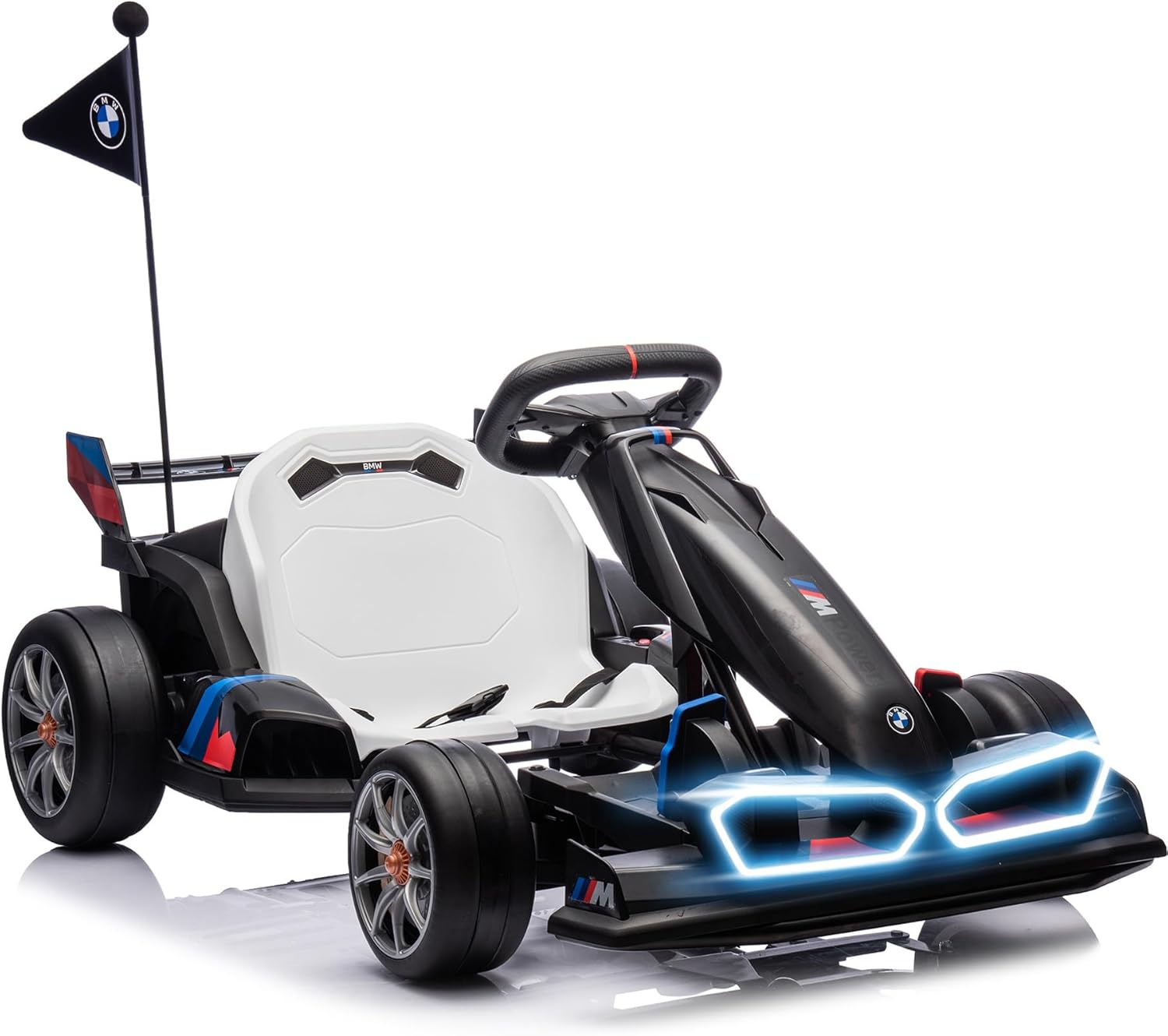 36V Electric Go Kart for Kids, Drift Racing Go Kart, Licensed BMW 7.5 MPH Electric Go Kart with Drift Race Pedal, Adjustable Seat, LED Lights, 600W Powerful Motor for Kids Ages 6+, Black