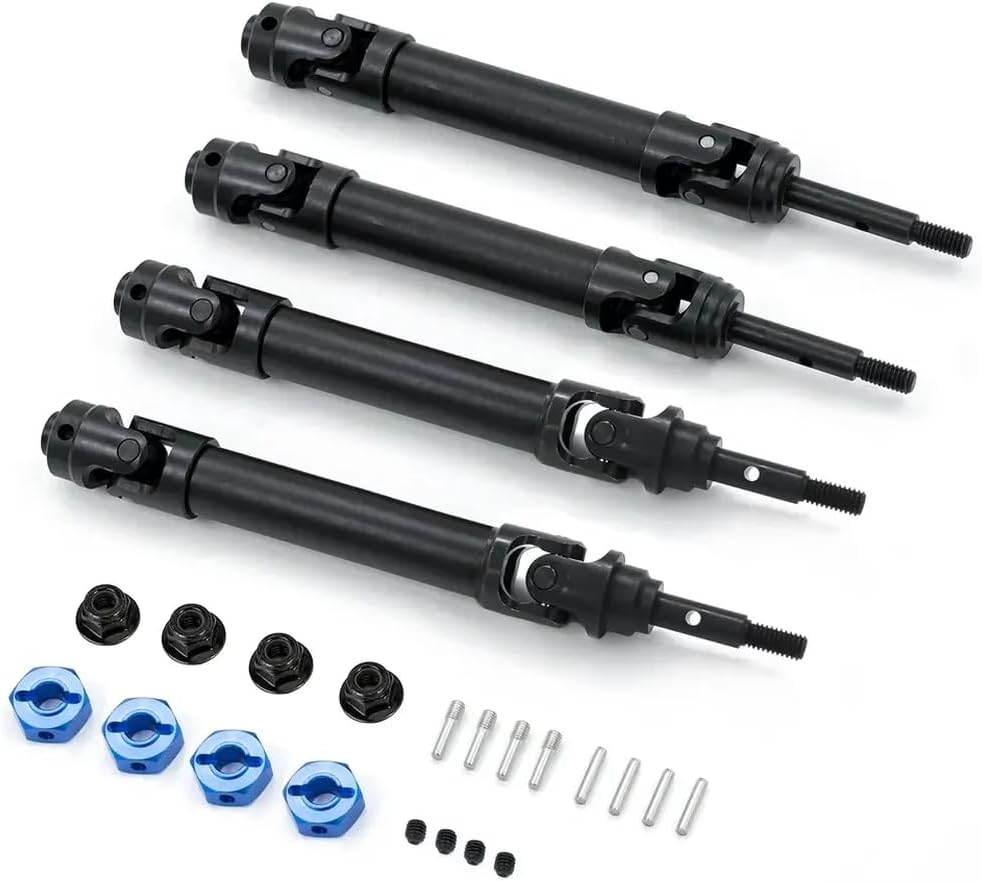 45# Harden Steel Drive Shafts Compatible with 4x4 6851 6852 1/10 Scale RC Car Includes Wheel Hex and M4 Nuts