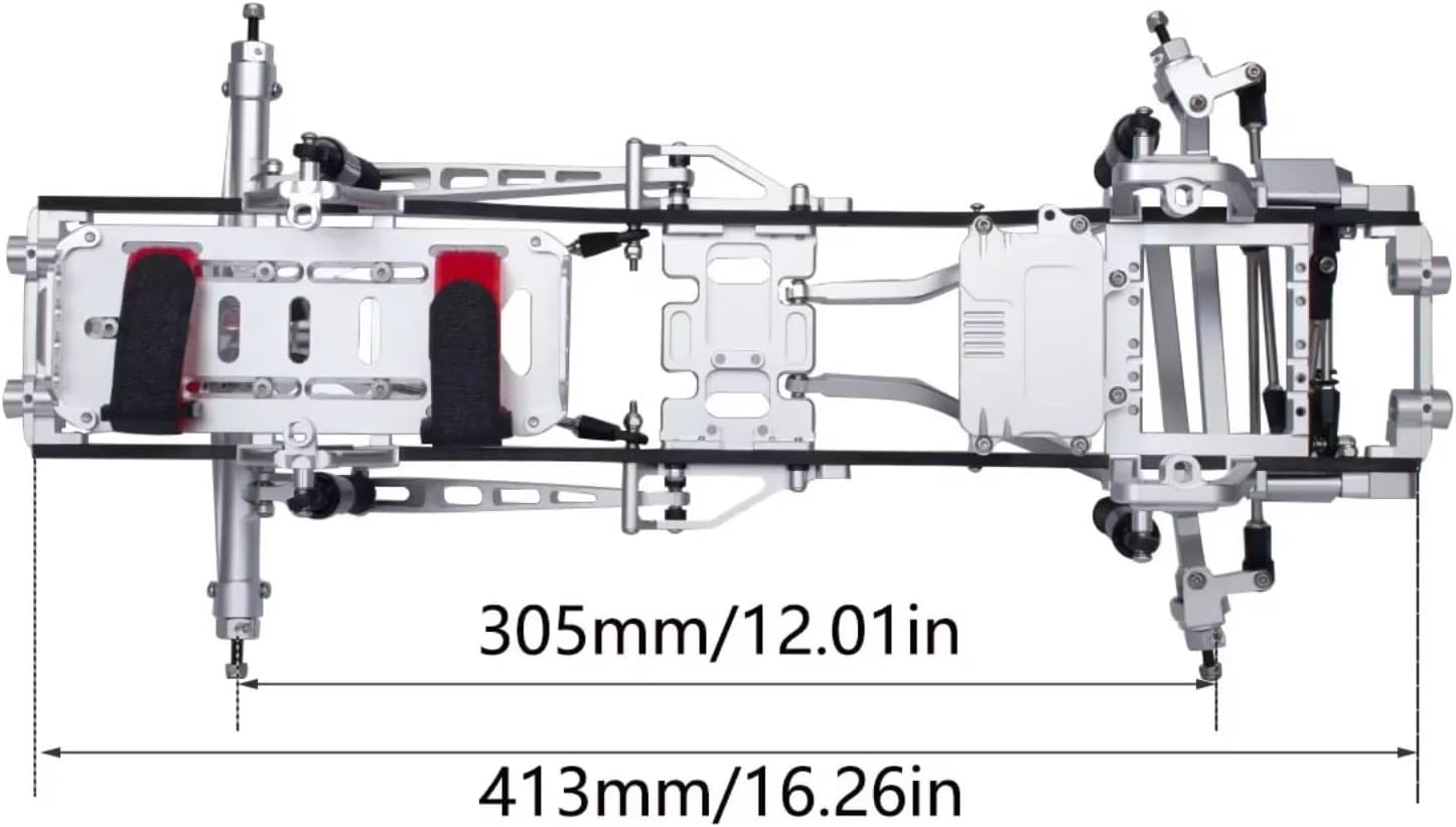 for Axial for SCX10 I II III for TRX4 for Desert Truck for Capra 1/10 CAC Aluminum Twin I-Beam 2WD Pre-Runner for Chassis Kit RC Crawler Upgrade RC Car Parts(Silver)