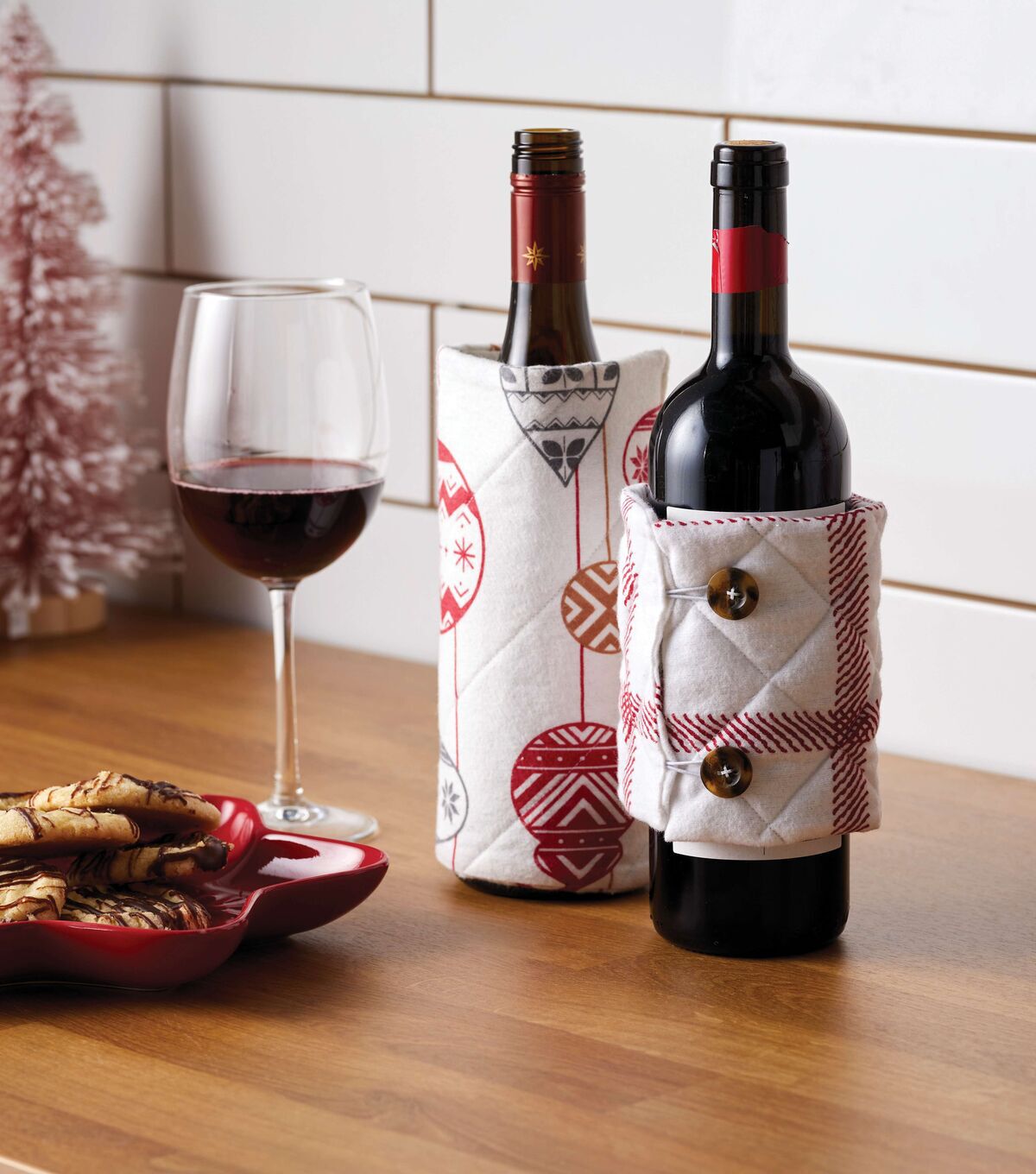 String of Ornaments on White Super Snuggle Christmas Flannel Fabric