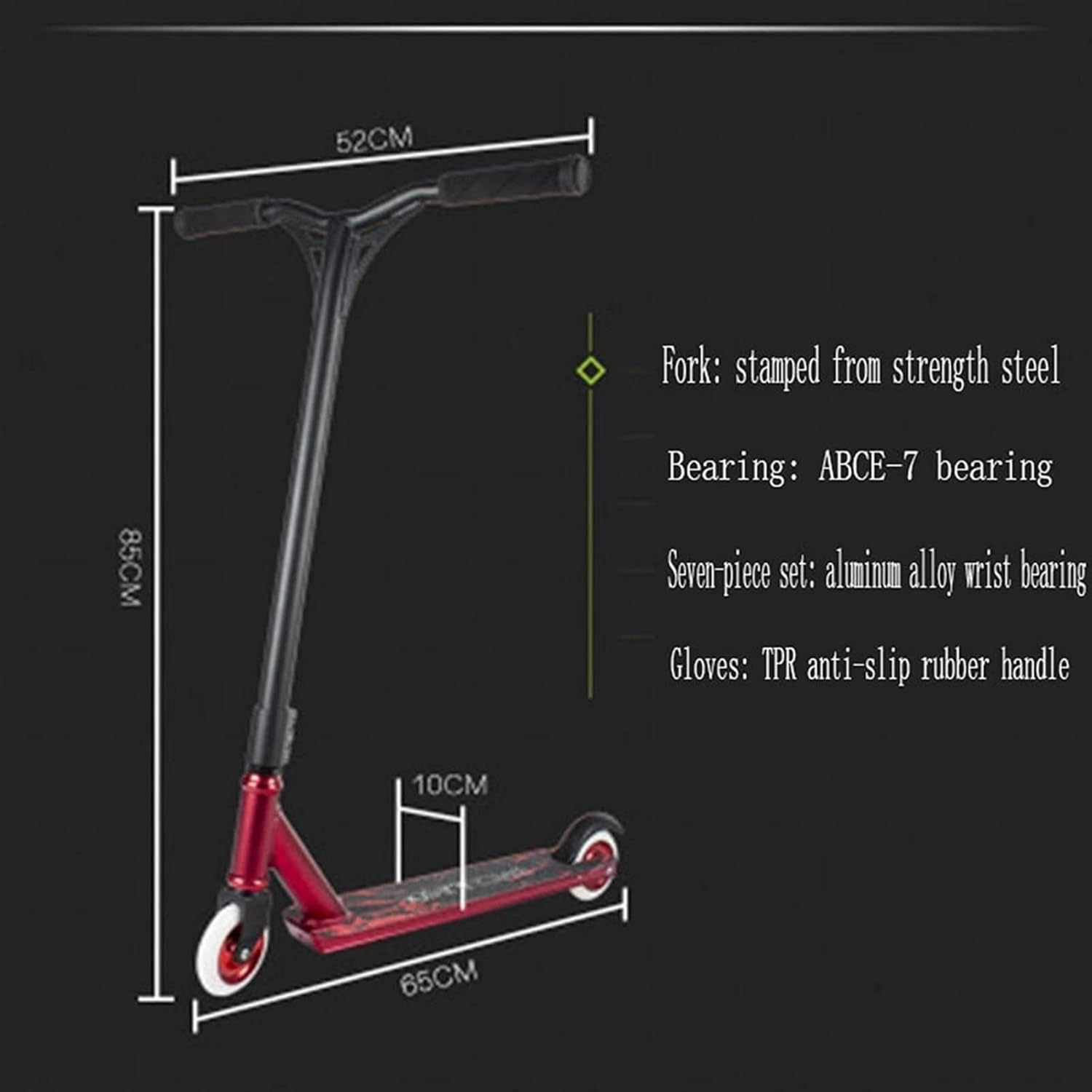 Scooter Professional Stunt Freestyle Street Surf Scooter Stunt Skateboarp Wheel BMX Professional Extreme Sport Scooter (Color : Blue) (Black)