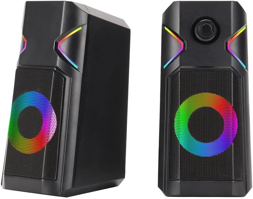 Computer Speaker 2.0 Channel Desktop RGB Colorful Light Stereo Satellite Multimedia