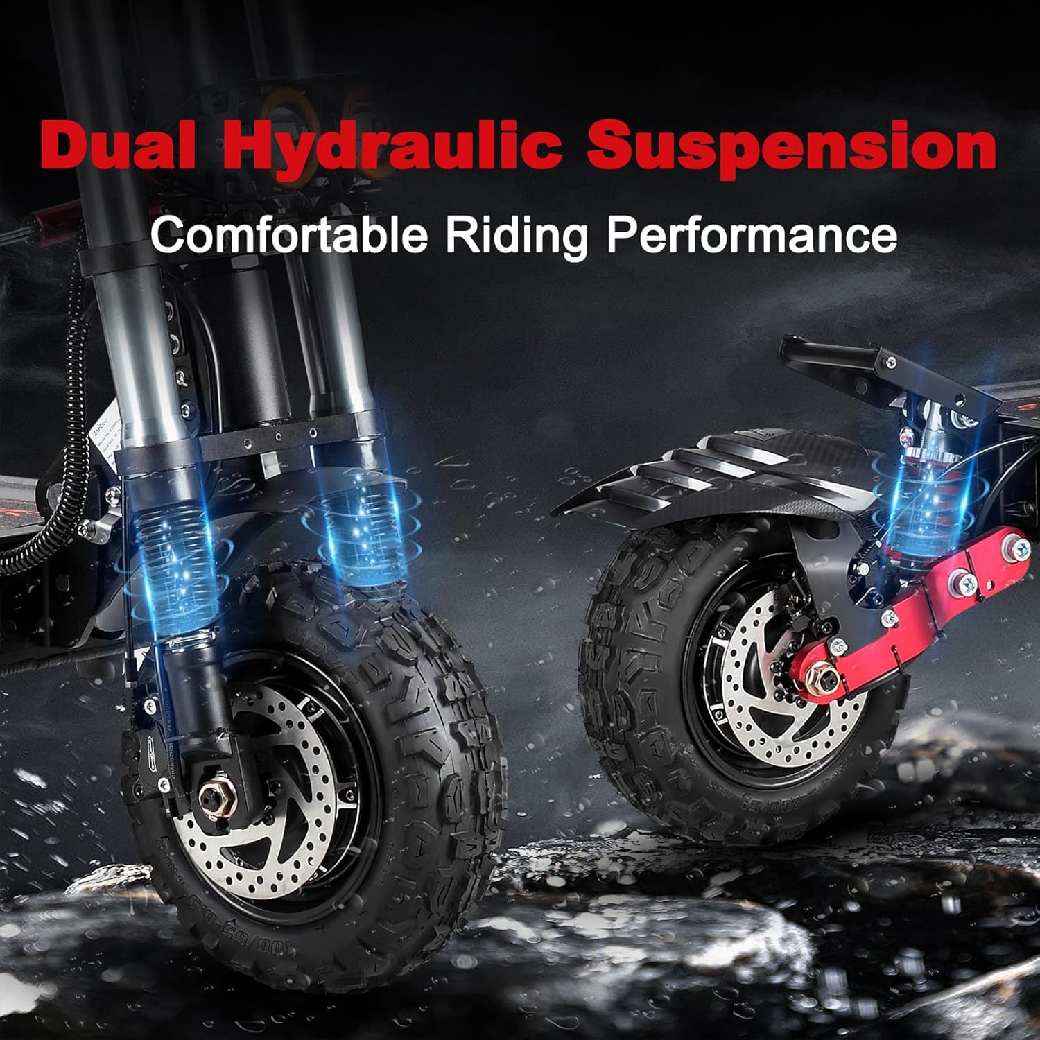 ZonDoo ZO03/ZO03 Plus Electric Scooter Adults 50/55MPH Fast 5600W/6000W Dual Motors 50/60 Miles Long Range Off RoadTires Oil Hydraulic Brake Dual Suspension All Terrain Sports Escooter wtih Seat