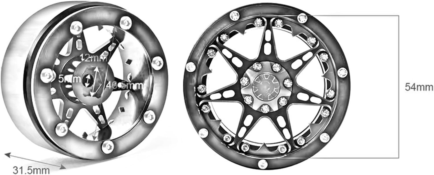 Compatible with Axial for SCX10 for Wraith for TRX4 for TRX6 for Redcat 1/10 RC for Rock Crawler Car 4PCS 2.2inch Wheel Rim Tires Skin Kit RC Car Part Accessories(Wheel Tire-Blue)