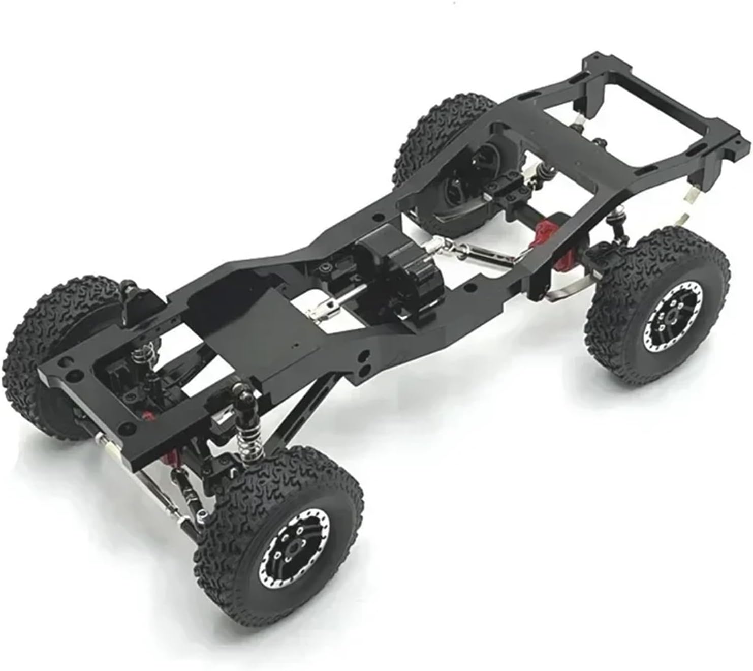 RC Toys For Mn82 LC79 Metal Frame Chassis Kit With Axle Gearbox Tires Links Pull Rod Shock Absorber Mount For Spring Fastenings RC Car(Black)