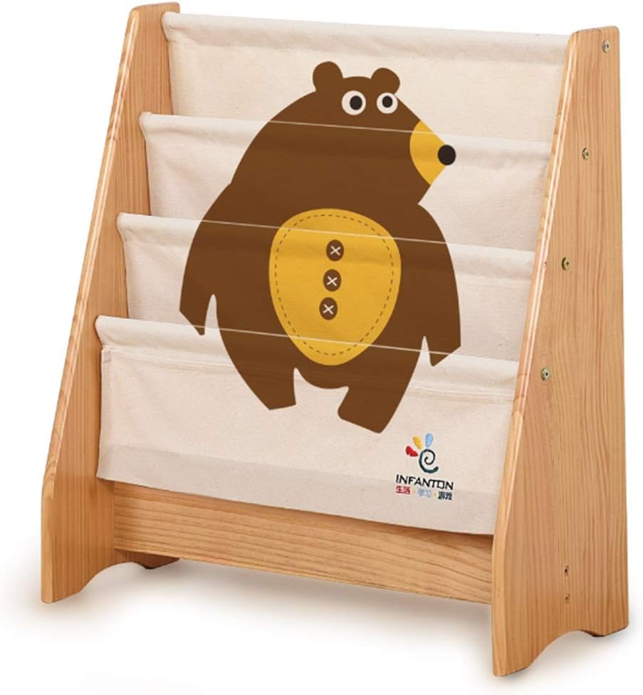 ZYCSKTL Kids Bookshelf Kids Bookcase,Kindergarten Bookcase Floor Bookshelf, Large-Capacity Children's Book Display Rack, Children's Picture Book Shelf (Color : Bear, Size : 64 * 28 * 68cm)