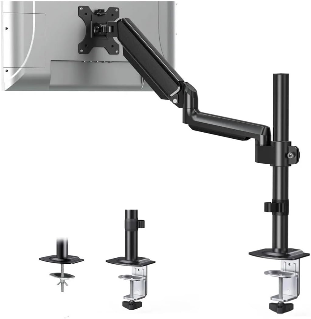 Single Monitor Stand, Suitable for 13-32 inch Full-Motion Gas Spring Monitor Extension arm, Adjustable Computer Desk Stand, 100 * 100 mm, 2-9 kg