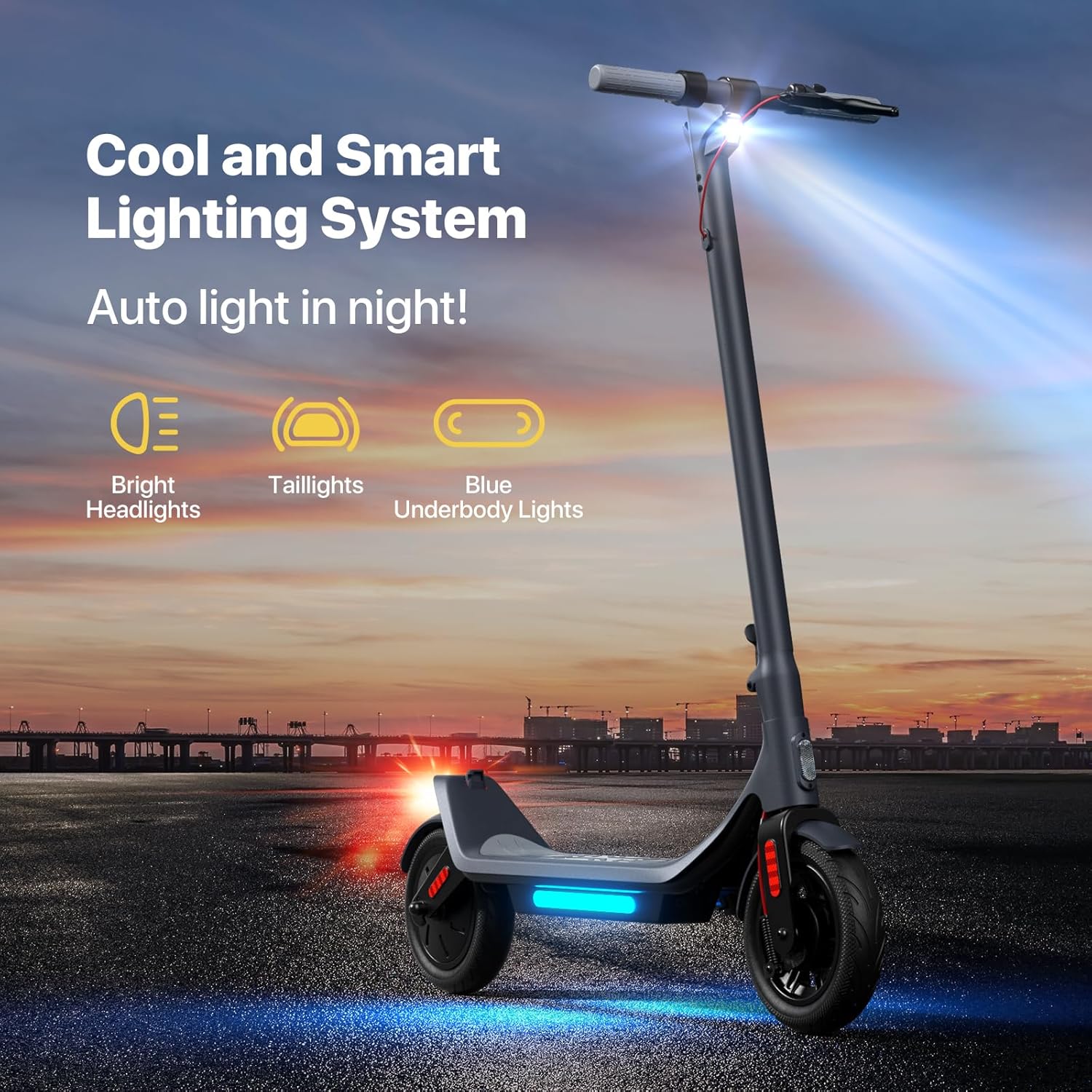 MEGAWHEELS Electric Scooter,Electric Scooter Adults Long Range 31 Miles,500W Motor,10in Pneumatic Tires,E Scooter with Smart APP Control for Commuting, Outdoor, Short Travel UL2272