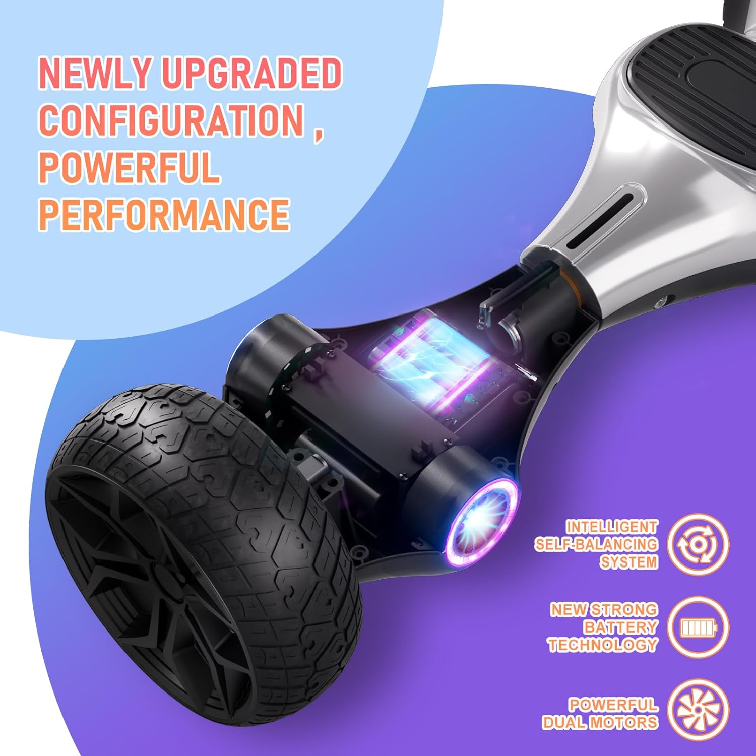 LIEAGLE Scooter, Self Balancing Scooter with Bluetooth Speaker LED Lights Wheels,Dual 300w Motors, 7.5 mph Max Speed & 8.5 Miles Max Range, for Kids, Boys, Gilrls, Adults, for All Ages