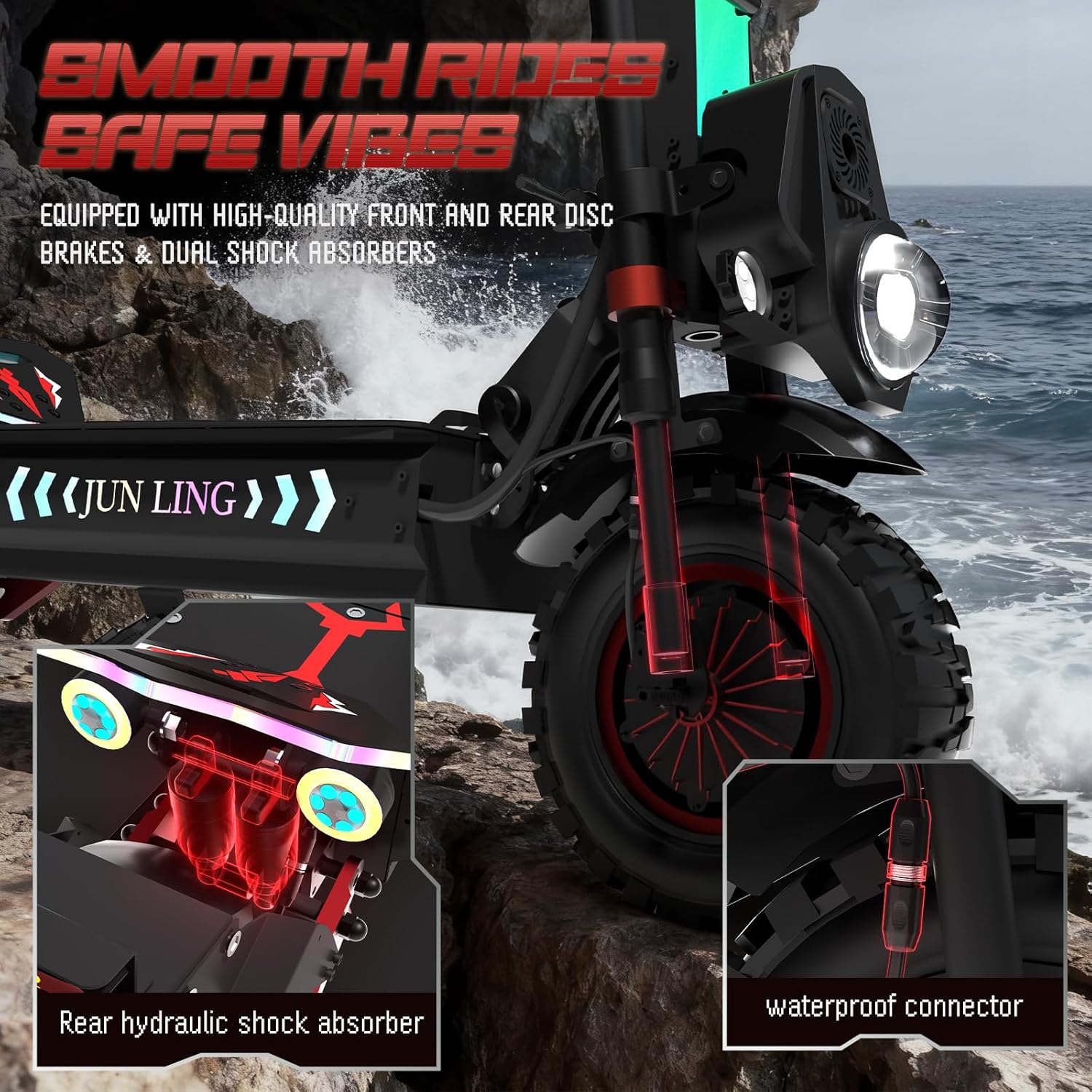 Electric Scooter, 10000W Dual Motor, Max Speed 75-85km/h, 60V 40Ah with 75-120km Range, 13-Inch Anti-Slip Puncture-Proof Vacuum Tires, Front & Rear Hydraulic Suspension, Foldable Design for Adults