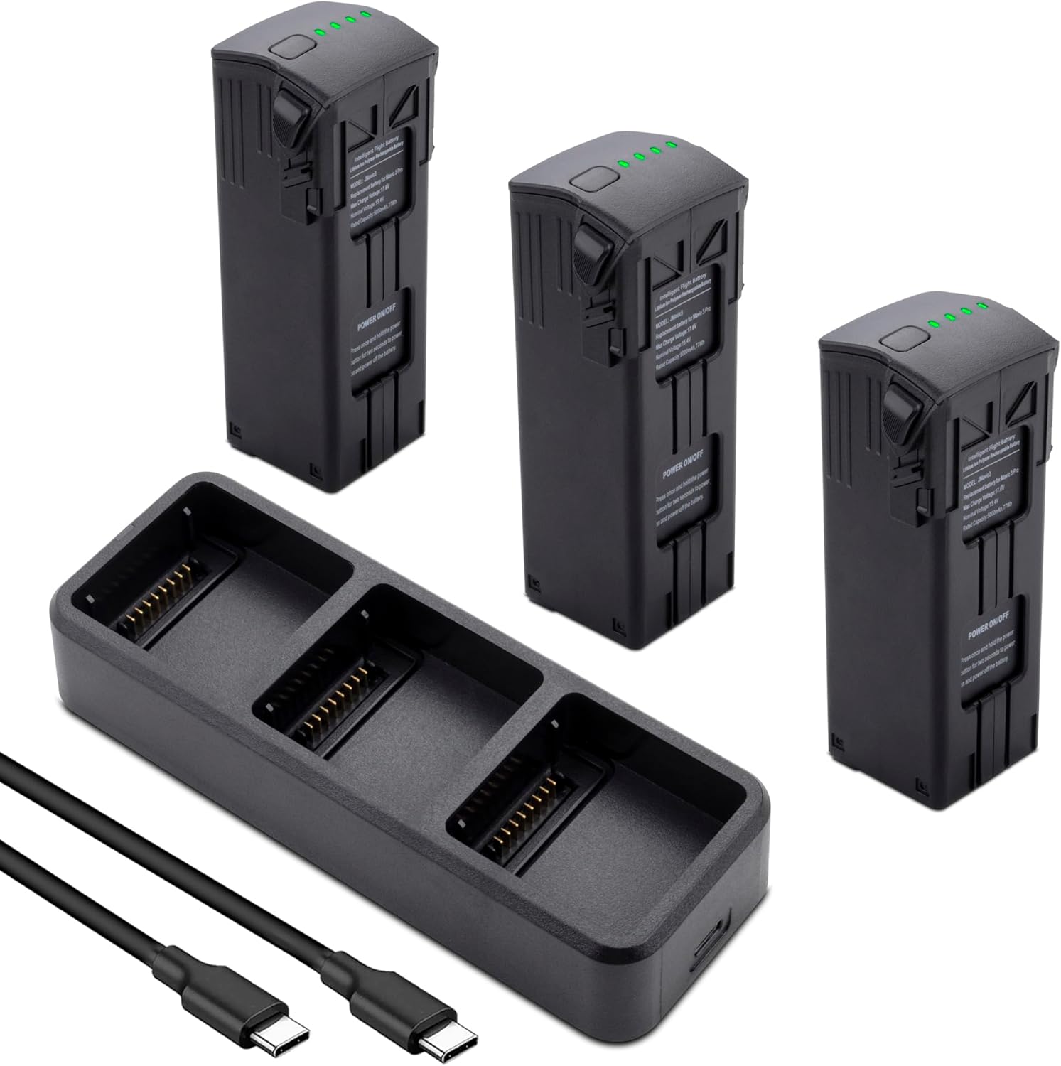 3-Pack for Mavic 3 Intelligent Replacement Battery and 3-Channel Fast Charger Hub Compatible with DJI Mavic 3/3 Cine/ 3 Pro / 3 pro Cine/ 3 E/ 3 Classic, Rechargeable Battery with 5000mAh 15.4V