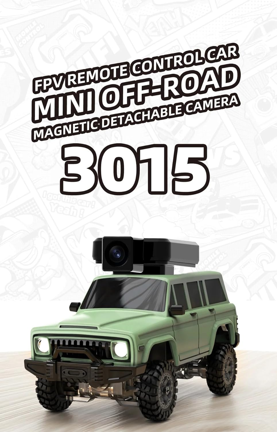 1:64 Scale SNICLO RC Climbing Car, 2.4G Full Proportional Steering, Metal Universal Shaft, Shock-Resistant Off-Road Vehicle with Type-C Rechargeable Battery(White/RTR Cam Version)