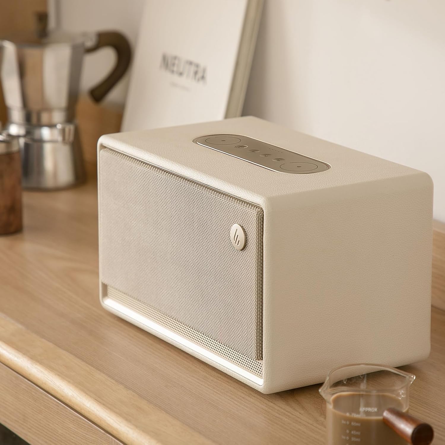 Edifier ES300 Tabletop Wireless Speaker, Hi-Res Audio Bluetooth 5.3 & 12H Long Playtime, Crystal Clear Sound Multiple Connectivity for Home Office Outdoor Desktop (Ivory)