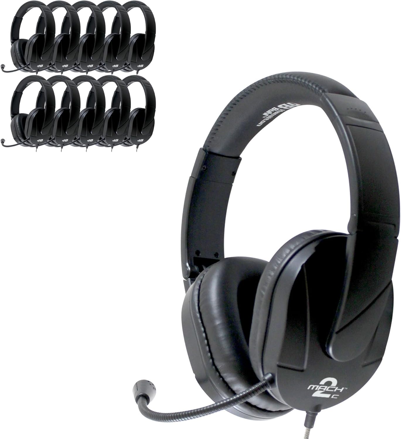 HamiltonBuhl MACH‑2C Deluxe USB‑C Headset 40‑Pack – Noise‑Canceling Steel Gooseneck Microphone, Leatherette Ear Cushions, Chew‑Resistant Dura‑Cord, In‑Line Volume Control – Classroom USB‑C Headsets