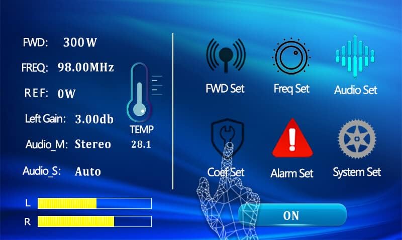 FM Transmitter 300W+1-Bay Antenna+30M Cable, Professional Long Range Touch Screen Wireless Stereo FM Radio Broadcast Transmitter Kit for Church Radio Station Equipment for Broadcasting