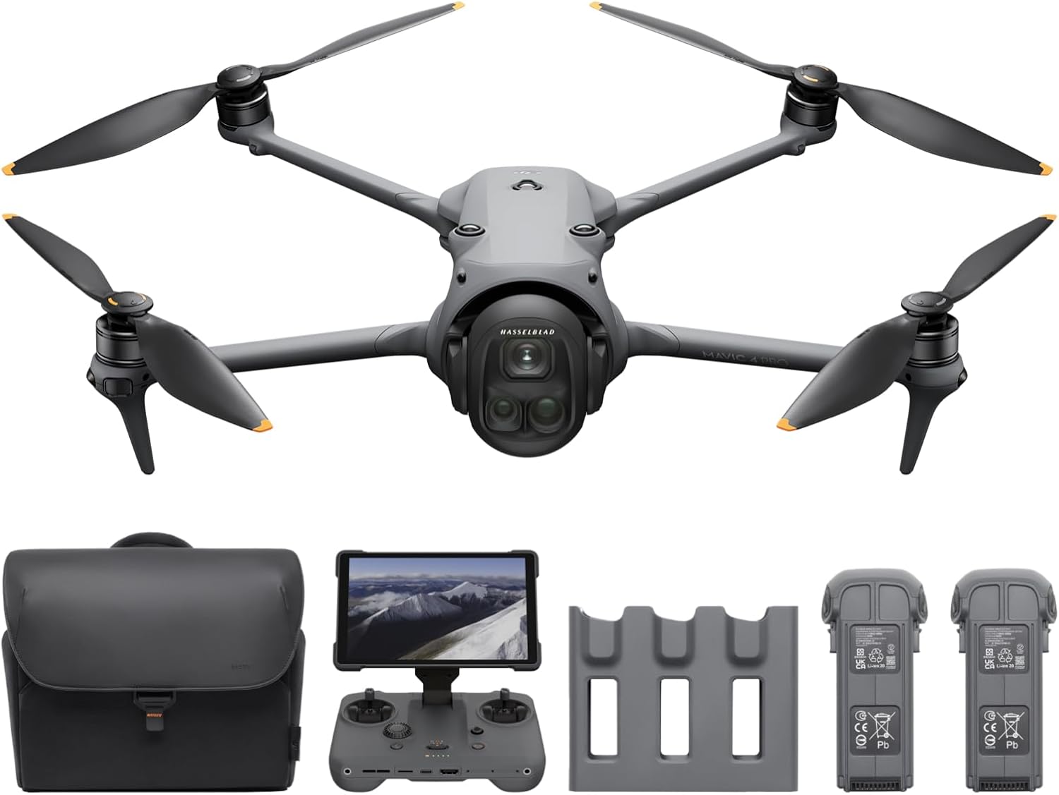 DJI Mavic 4 Pro 512GB Creator Combo with RC Pro 2, Flagship Tri-Camera Drone with 100MP 4/3 CMOS Hasselblad Camera, 51-Min Max Flight Time, Three Batteries, Charging Hub, Professional, Gray