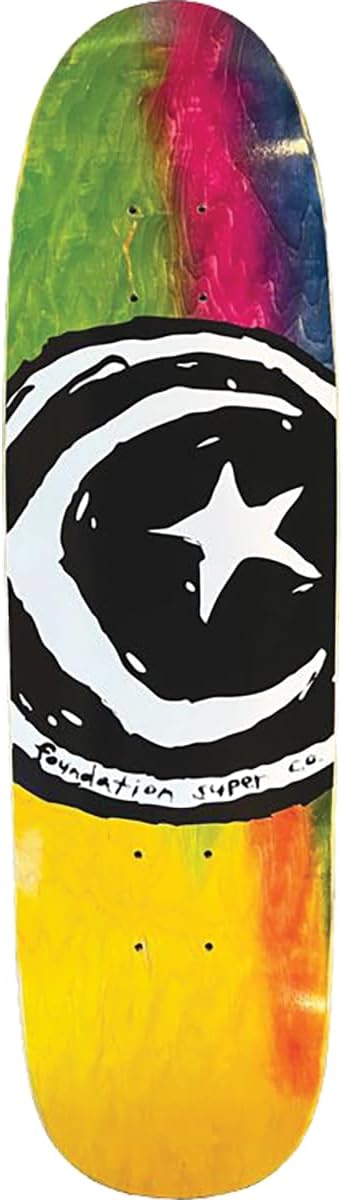 Fo​undation Star and Moon Dyed Deck 8.0 Rainbow Dye - Assembled AS Complete Skateboard