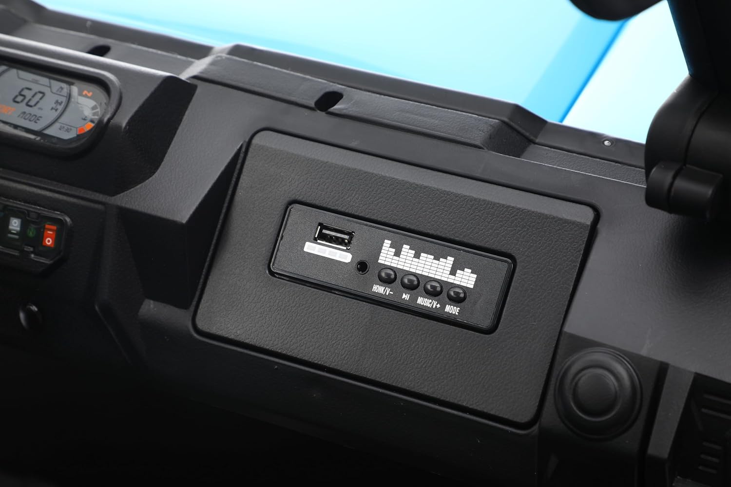 24V Kids Golf Cart, 4WD 2 Seater Ride on Car w/Sun Shade, Storage Trunk & Remote Control, Electric Vehicle w/LED Lights, Realistic Sounds & Wireless Connection, Gift for Boys Girls 3+ (Blue)