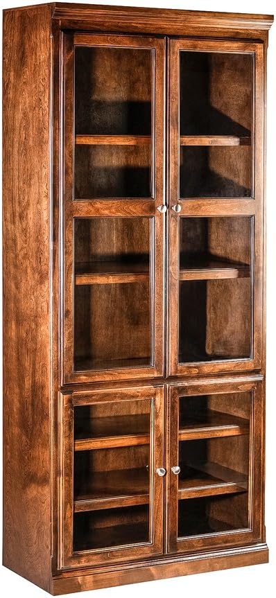 FOREST DESIGNS Mission Alder Bookcase w/Full Glass Doors Golden Oak