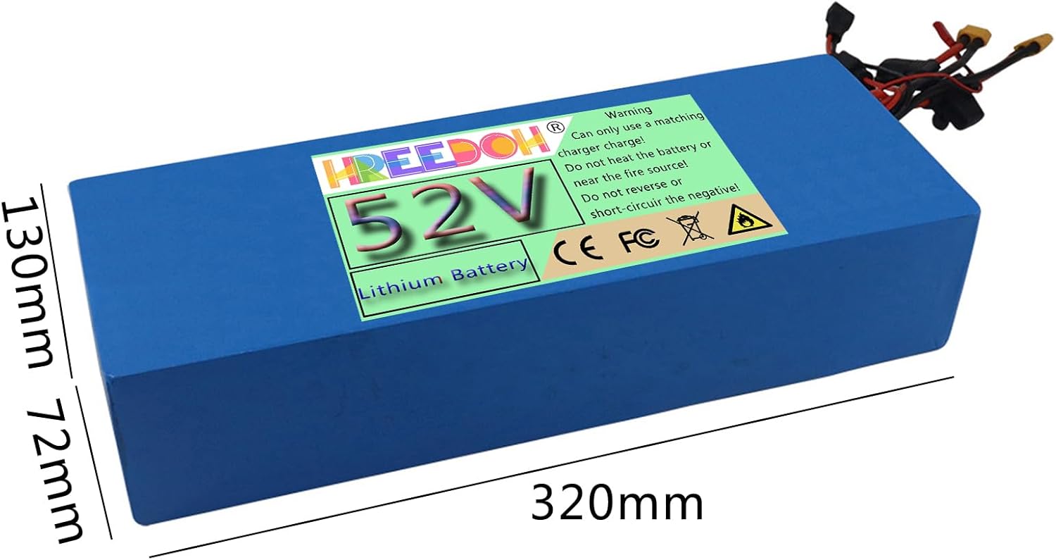 52V Lithium Battery Pack 52V Lithium Ion Battery 15.6Ah 18.2Ah Scooter Batteries for 810W 950W Motor with Charger