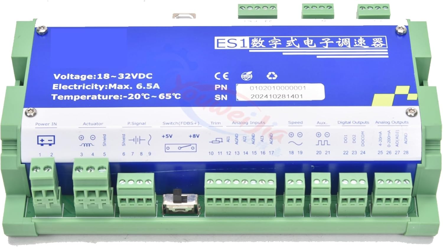 ES1 Electronic Speed Controller 18-32VDC for Automotive Gasoline & Diesel Engine