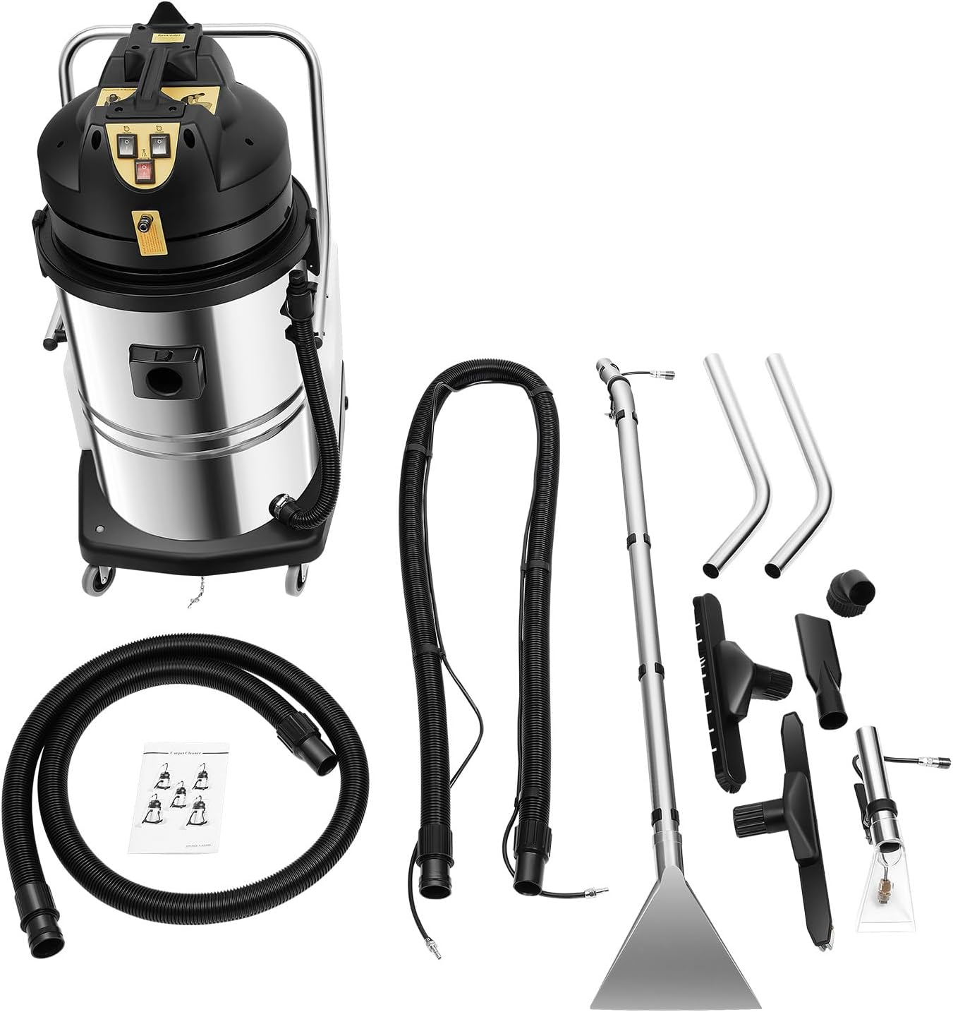 60L/15.85gal Commercial Carpet Cleaner Machine,3In1 Heavy Duty Extractor Vacuum Washing Machine Sofa Curtain Carpet Cleaning Machine With Mobile Tires for Carpet and Hard Floor 2110w (Two Packages)