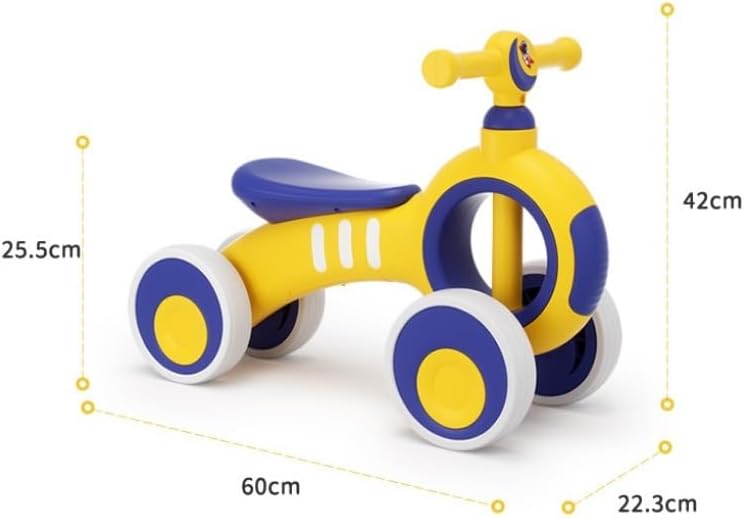 Wiggle Scooter Baby Balance Bike No Pedal 4 Silence Wheels First Riding on Toys for 1 Year Old Boys Girls First Gifts(Yellow,with Light)