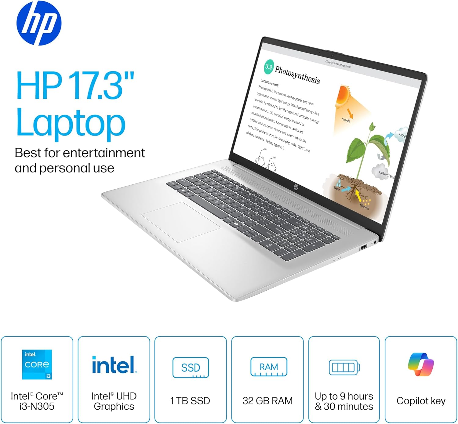 HP 17 Laptop Computer 2025 for Business Students, 17.3