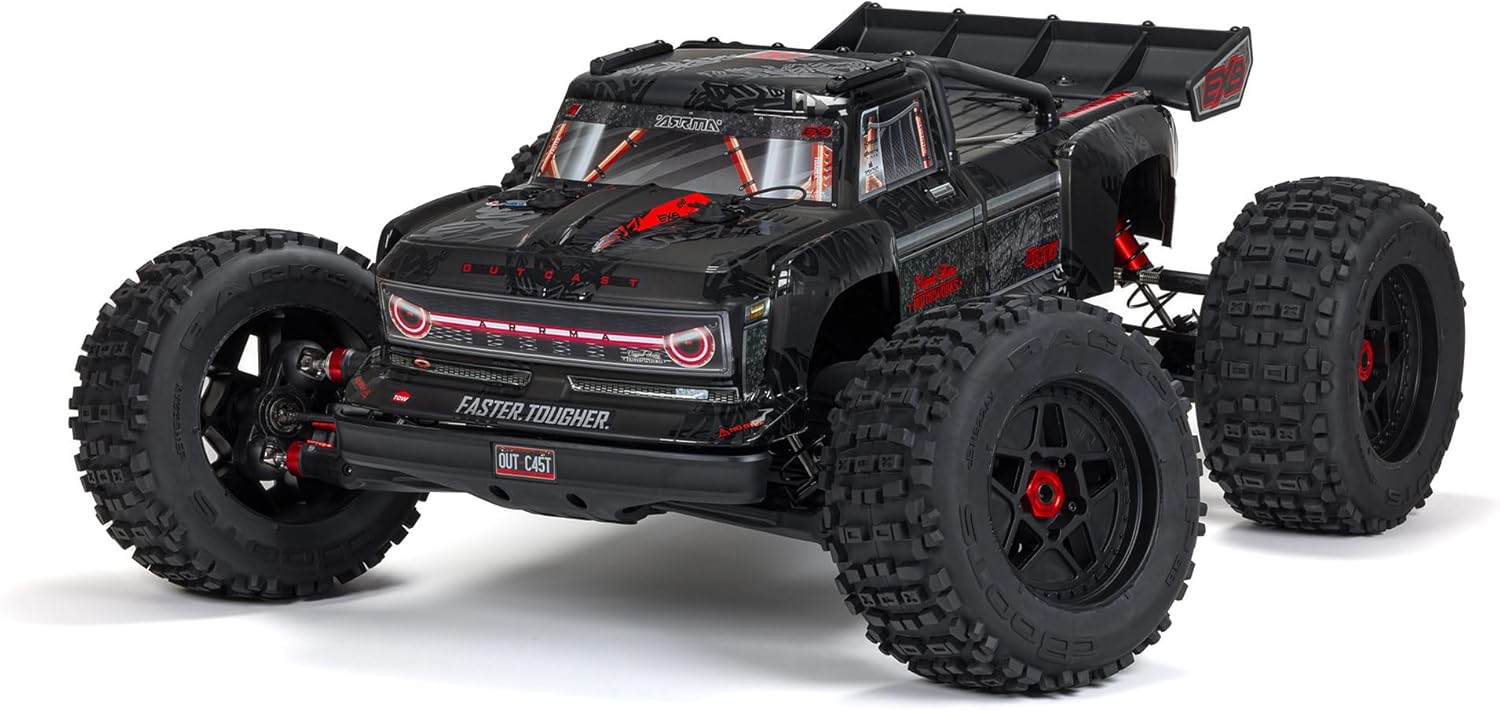 ARRMA RC Truck Outcast 4X4 8S BLX 1/5 Stunt Truck Black RTR(Transmitter and Receiver Included, Battery and Charger Not Included) ARA5810V2T1