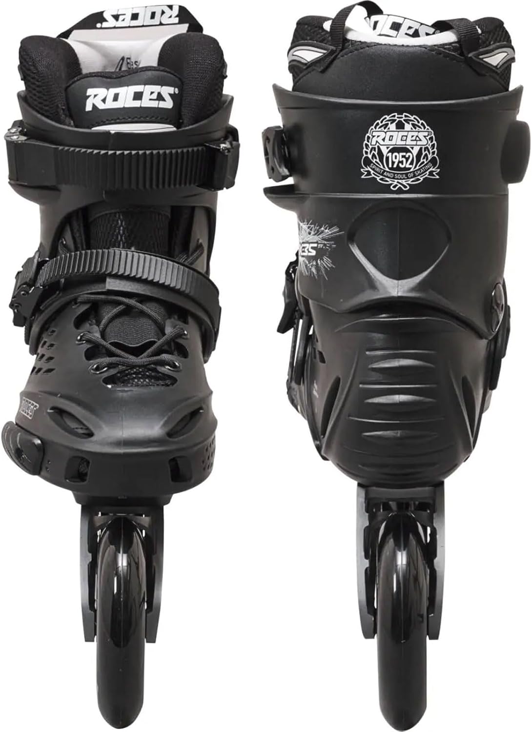 ROCES Men's X35 3X110 TIF Durable Adjustable Maneuverable Outdoor Urban 3 Wheel Freestyle Hard-Boot Inline Racing Skates with Secure Closure System & Invisible Frame,Black/Silver, 13