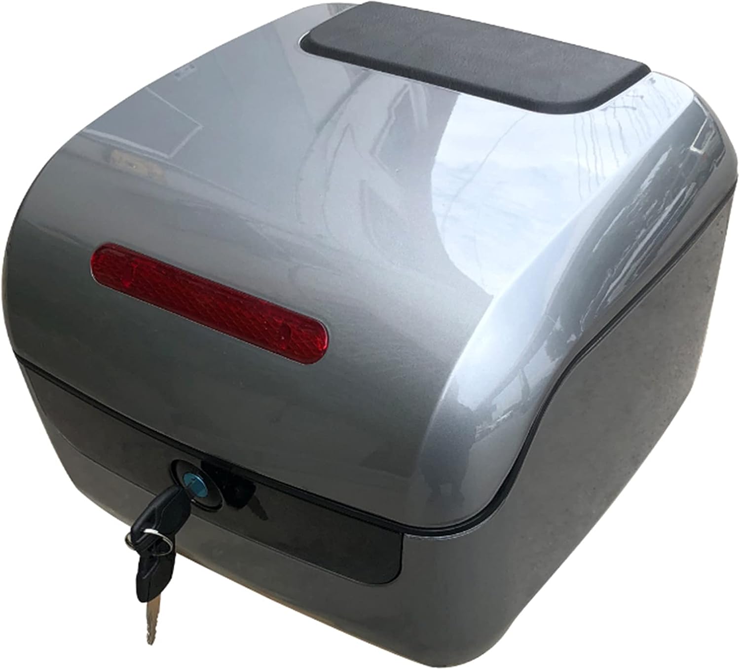Motorcycle Storage Box, Motorcycle Top Box, Trunk Tail Box, Helmet Luggage Storage Top Case, With Universal Mounting Hardware, Storage Trunk With Lock, For Scooter/Motorcycle (Silver Gray 3×13×9.5 in