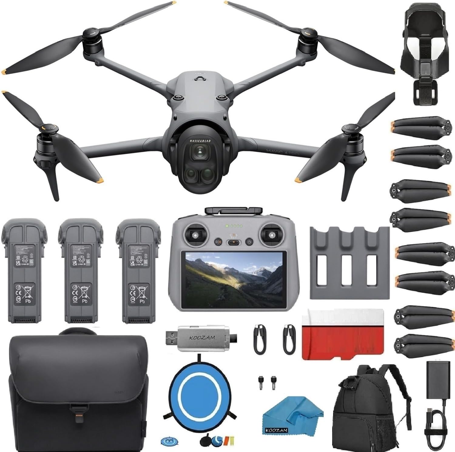 DJI Mavic 4 PRO Drone Fly More Combo 6K60 HDR, 100MP, 51-Min Max Flight Time, 18.6-Mile Range, ActiveTrack 360 Subject/Vehicle Tracking, Omnidirectional Avoidance Bundle with 128GB Memory, Backpack Landing pad