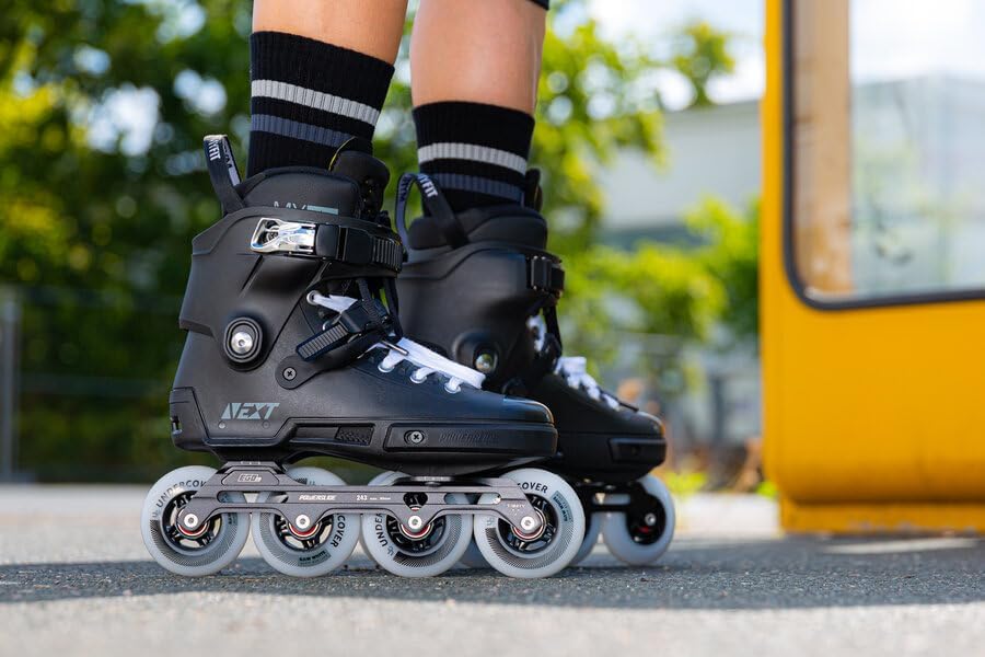 Powerslide Next Pro 110 Urban Inline Skates for Men and Women with Trinity 3-Point Mounting, 3 x 110 mm Undercover Wheels & Wicked ABEC 9 Ball Bearings in Petrol/Dark Blue