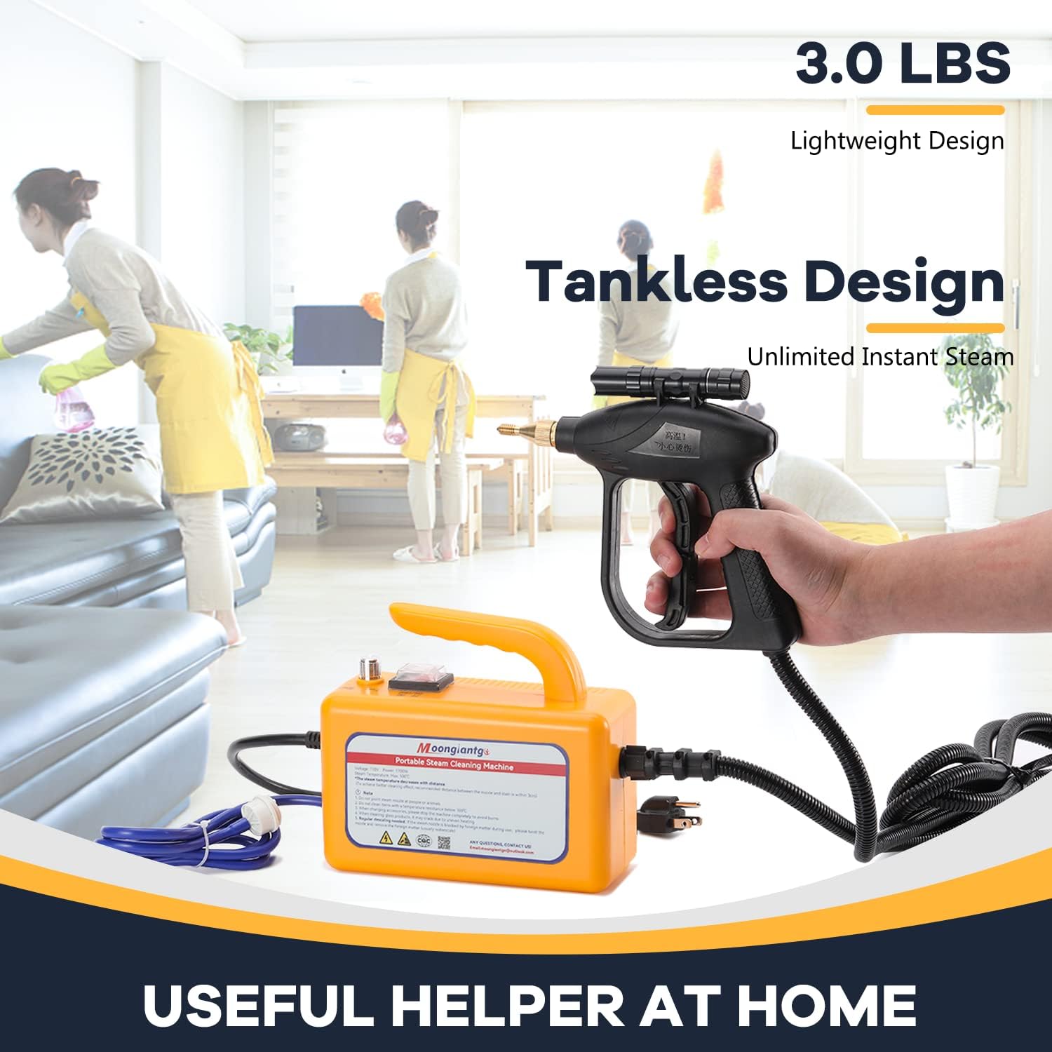 Moongiantgo High Pressure Steam Cleaner with A Set of Replacement Brushes