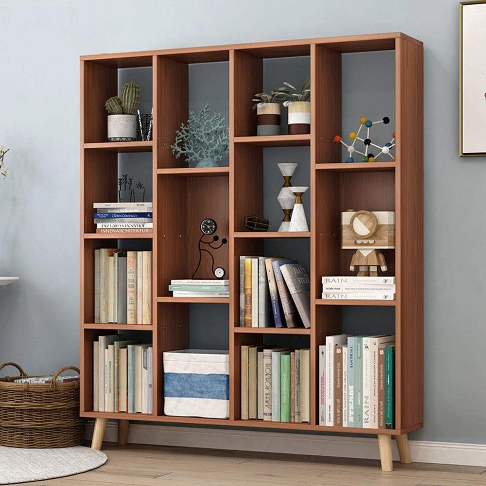 NERDOH Bookshelf Bookcase Shelf Open Storage Rack Storage Cabinet Easy to Install Does Not Occupy A Large Storage Space Easy to Assemble Multi-Function Bookshelf (Color : Walnut, Size : 132x100x2