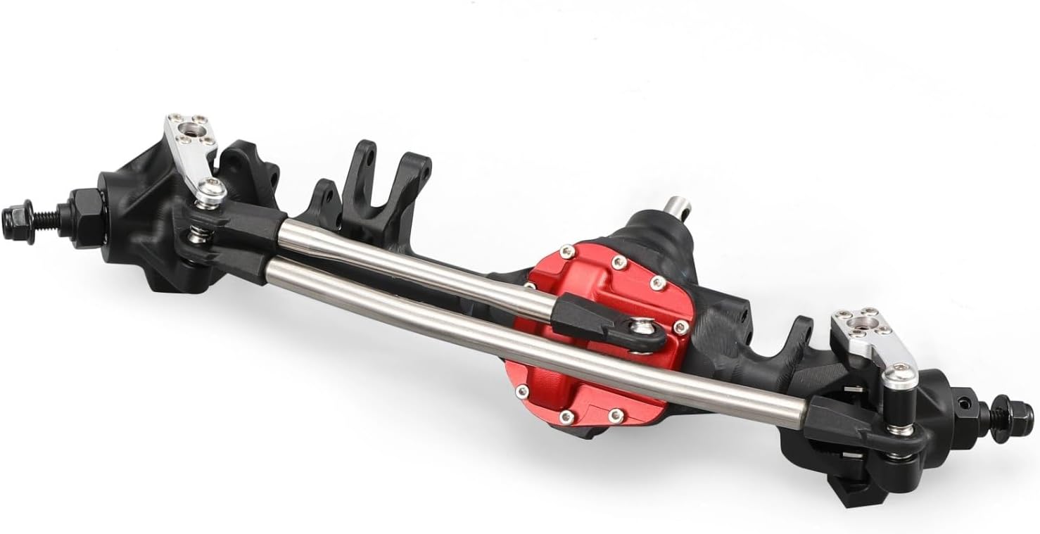 Compatible with Axial for SCX10 II VS4-10 1/10 RC Crawler Trucks Parts Machined Aluminum Offset Straight Axle Set RC Front and Rear Axle(Black,1Set)