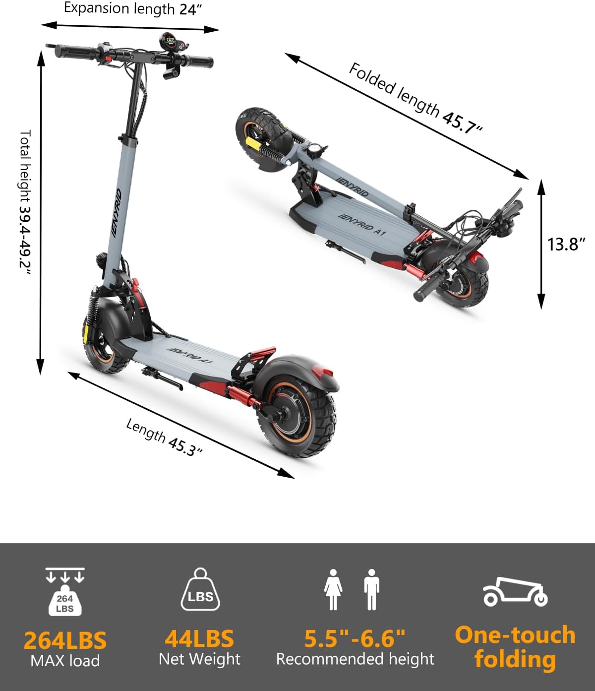 A1 Electric Scooter for Adults,800W High Motor Up to 28MPH&25Miles Long Range Commuting Electric Scooter,10