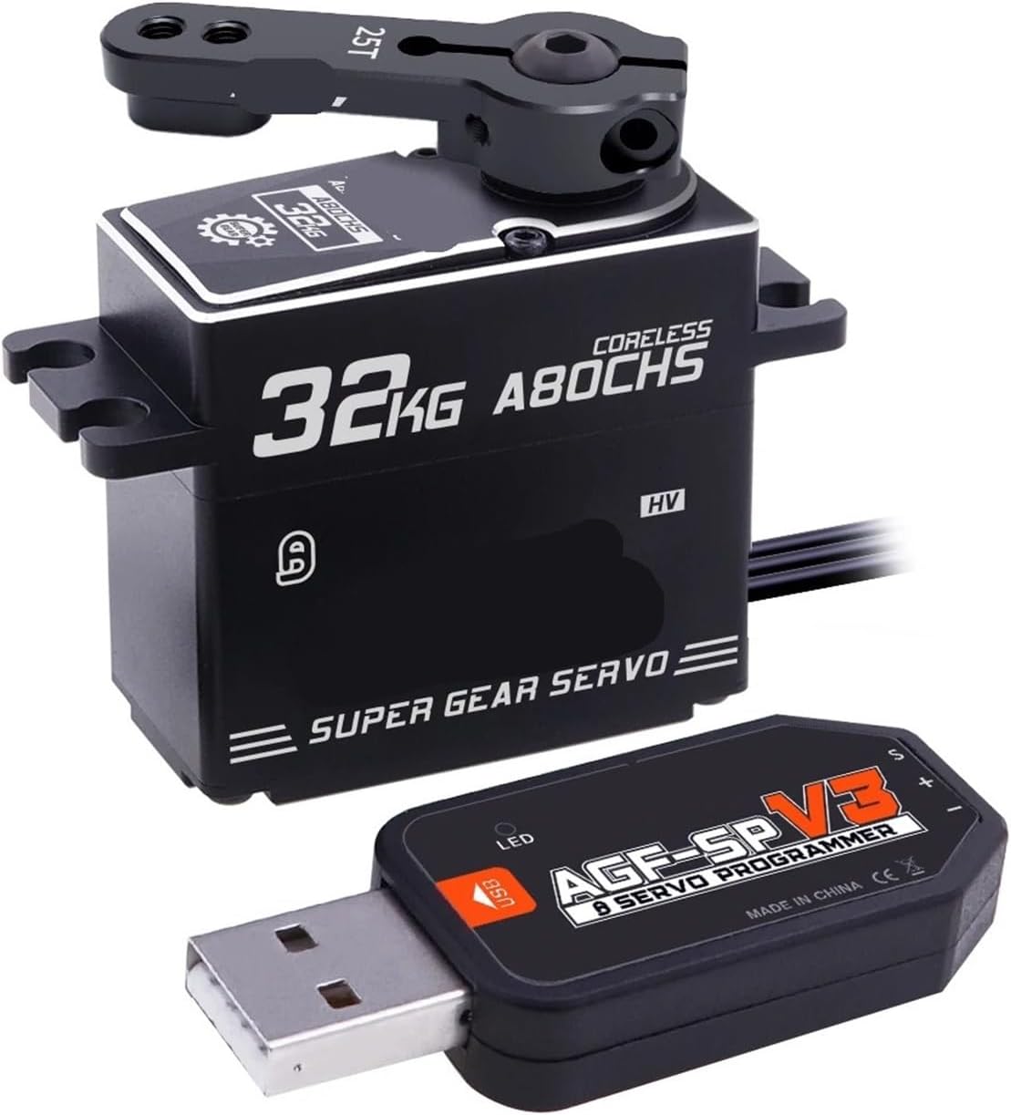 A80CHS A80BHS 7.4V 32KG 36KG Metal Gear Coreless Brushless Motor 25T Digital STD Steering Servo Suitable for 1/10(A80CHS 32kg Set 3)